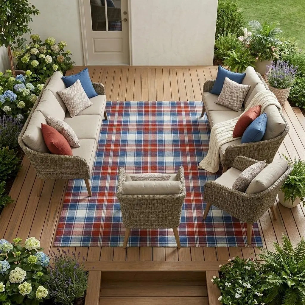 9' X 12' Blue And Ivory Geometric Washable Indoor Outdoor Area Rug Homeroots Outdoor