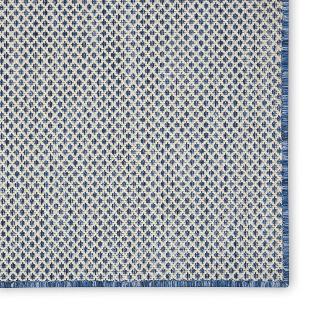 9' X 12' Blue And Ivory Indoor Outdoor Area Rug Homeroots Outdoor