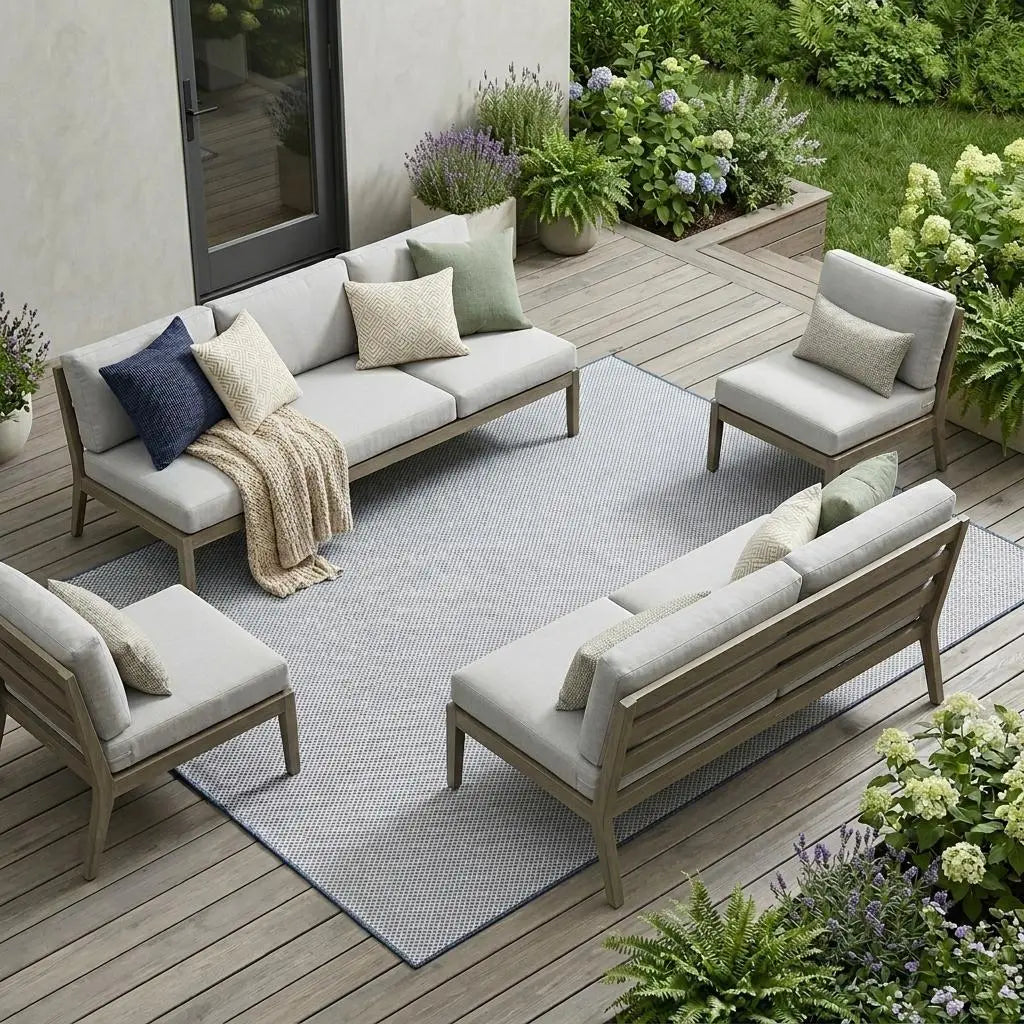 9' X 12' Blue And Ivory Indoor Outdoor Area Rug Homeroots Outdoor