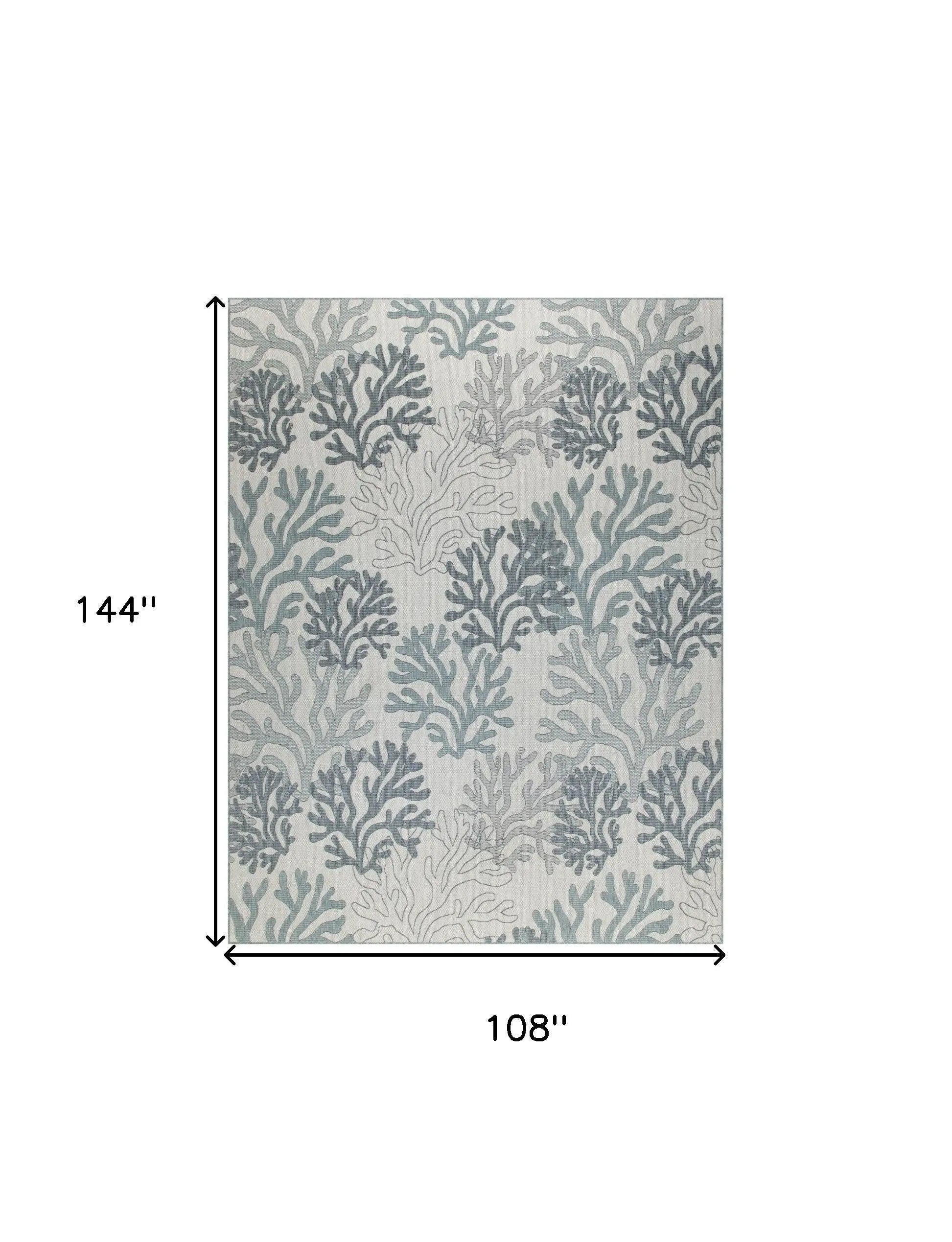 9' X 12' Blue And Ivory Nautical Indoor Outdoor Area Rug Homeroots Outdoor