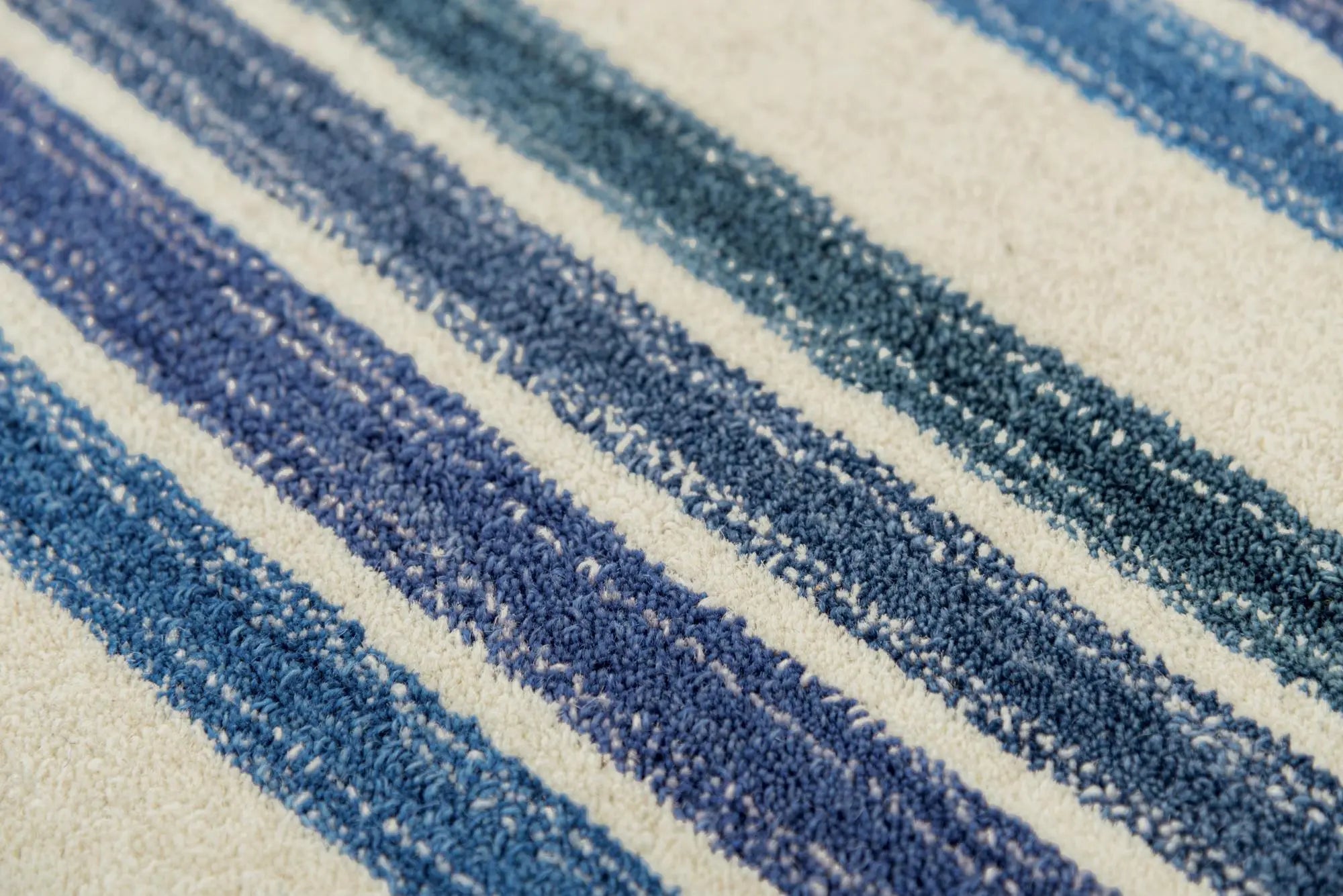 9' X 12' Blue And Ivory Wool Striped Hand Tufted Area Rug Homeroots Home Decor