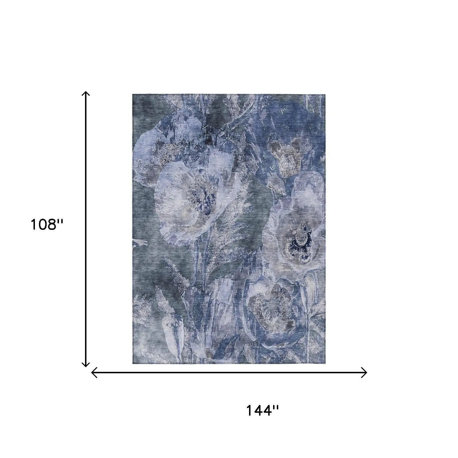 9' X 12' Blue And Lavender Floral Washable Indoor Outdoor Area Rug Homeroots Outdoor