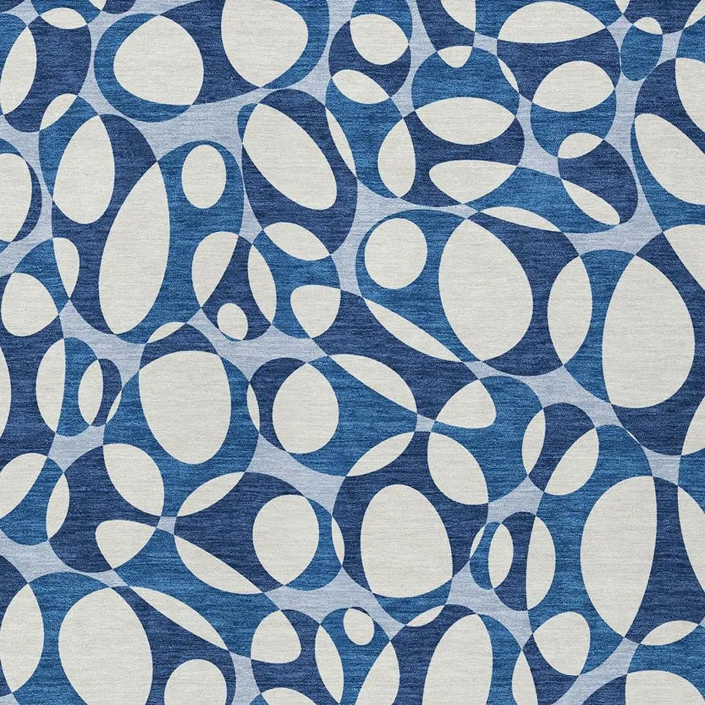 9' X 12' Blue And Navy Blue Abstract Washable Indoor Outdoor Area Rug Homeroots Outdoor