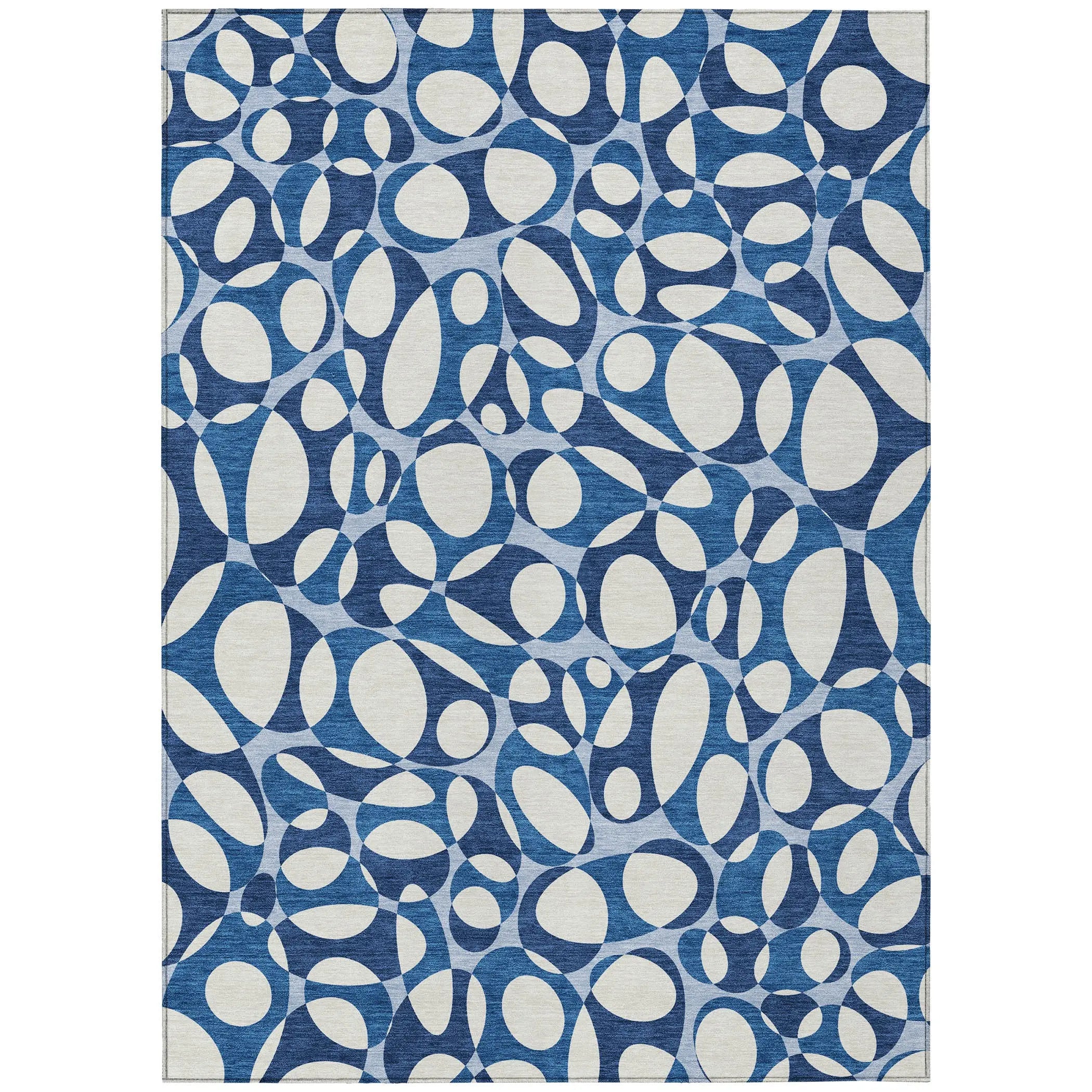 9' X 12' Blue And Navy Blue Abstract Washable Indoor Outdoor Area Rug Homeroots Outdoor