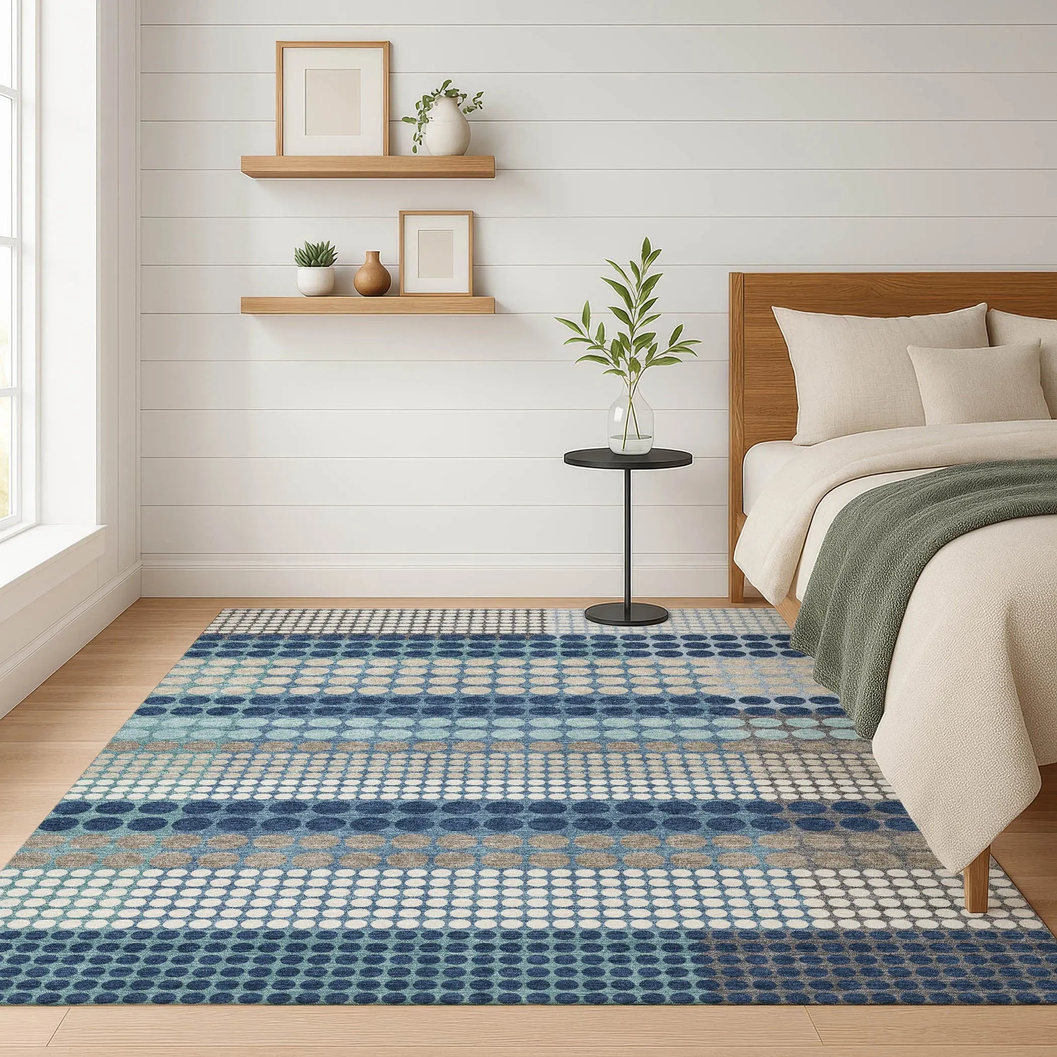 9' X 12' Blue And Navy Blue Geometric Washable Indoor Outdoor Area Rug Homeroots Outdoor