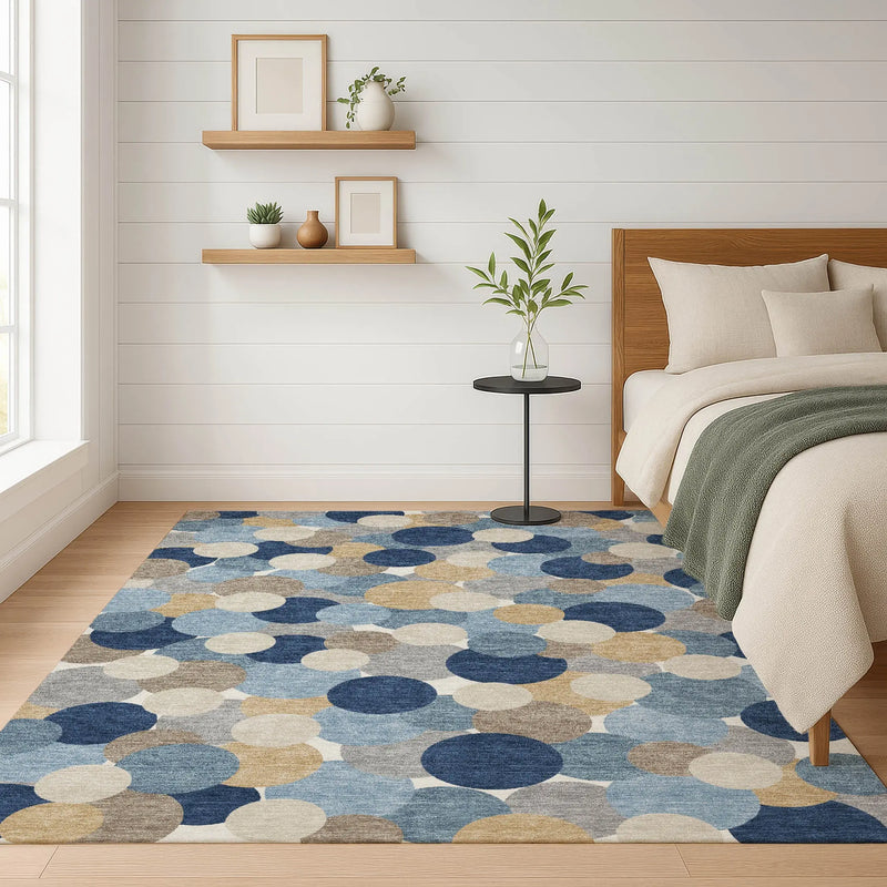 9' X 12' Blue And Navy Blue Geometric Washable Indoor Outdoor Area Rug Homeroots Outdoor