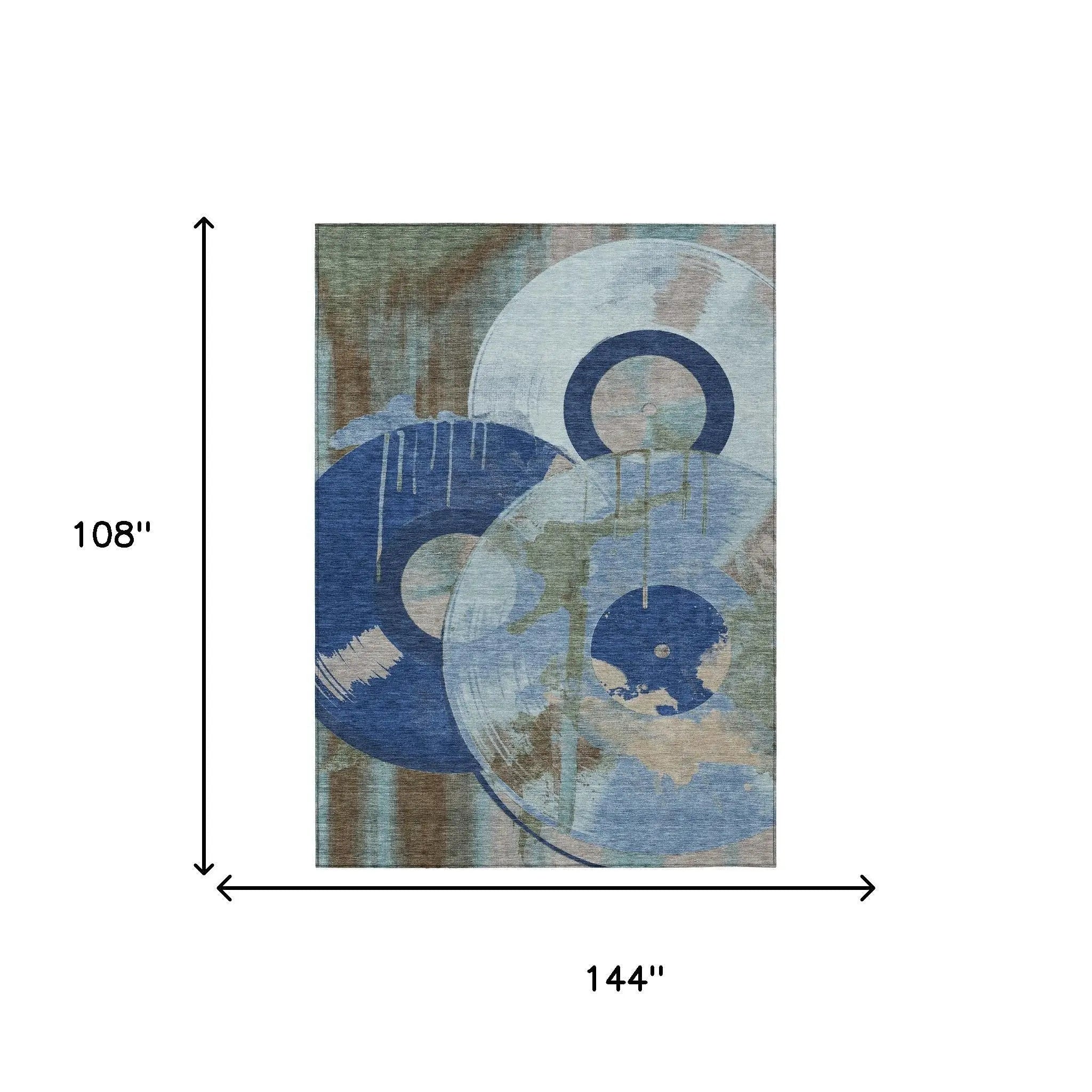 9' X 12' Blue And Navy Blue Geometric Washable Indoor Outdoor Area Rug Homeroots Outdoor