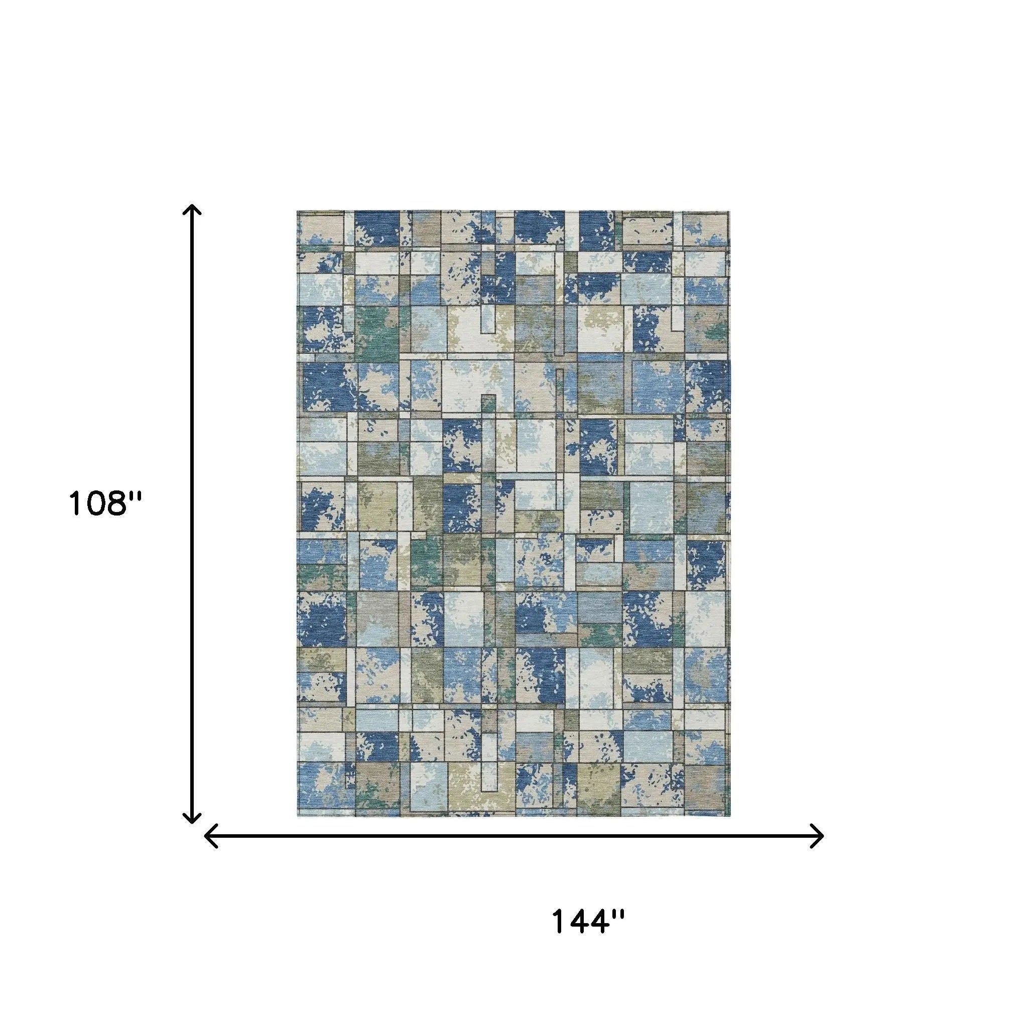 9' X 12' Blue And Navy Blue Geometric Washable Indoor Outdoor Area Rug Homeroots Outdoor