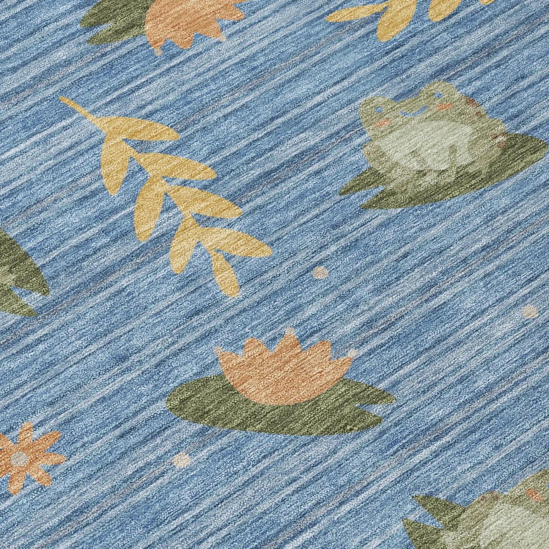 9' X 12' Blue And Olive Green Botanical Leaves Washable Indoor Outdoor Area Rug Homeroots Outdoor