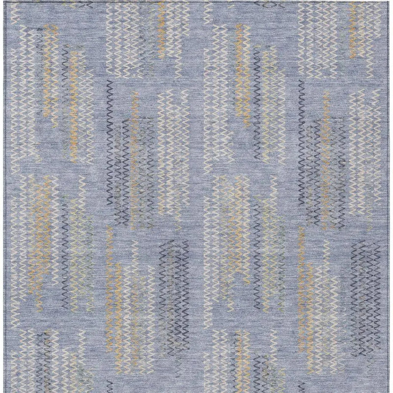 9' X 12' Blue And Silver Abstract Washable Indoor Outdoor Area Rug Homeroots Outdoor
