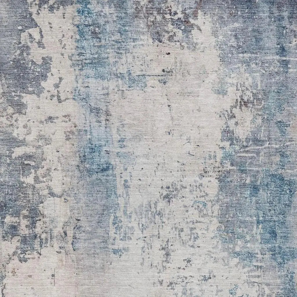 9' X 12' Blue And Silver Abstract Washable Indoor Outdoor Area Rug Homeroots Outdoor