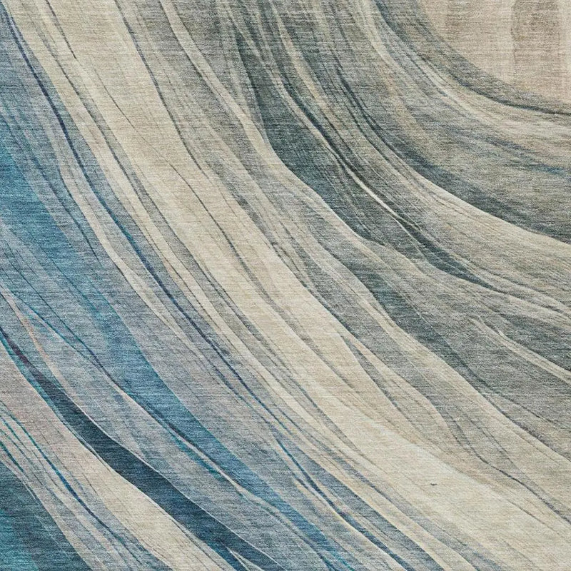 9' X 12' Blue And Silver Abstract Washable Indoor Outdoor Area Rug Homeroots Outdoor