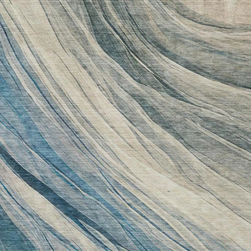 9' X 12' Blue And Silver Abstract Washable Indoor Outdoor Area Rug Homeroots Outdoor