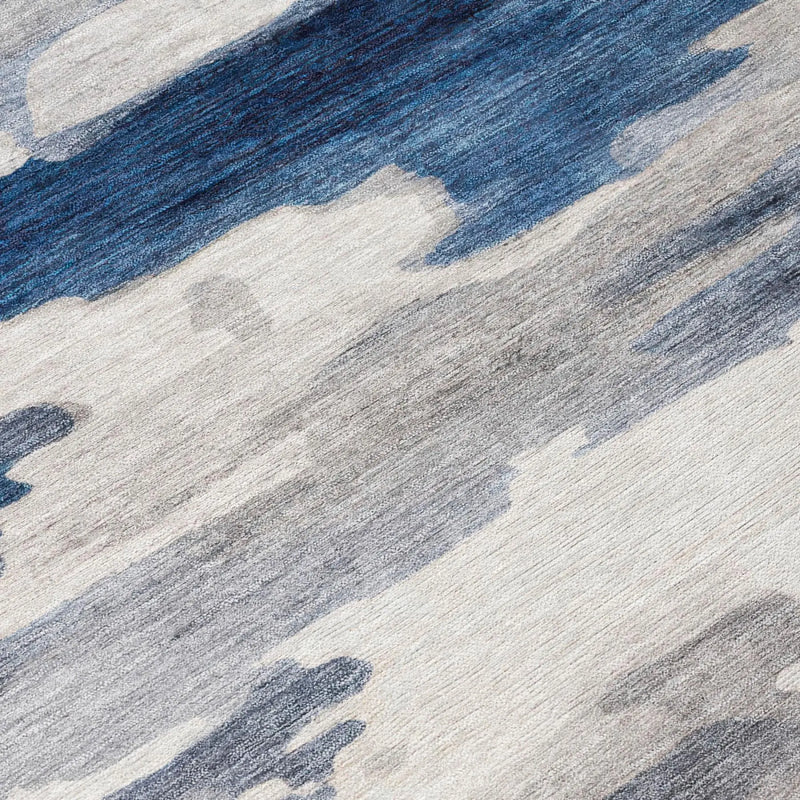 9' X 12' Blue And Silver Abstract Washable Indoor Outdoor Area Rug Homeroots Outdoor