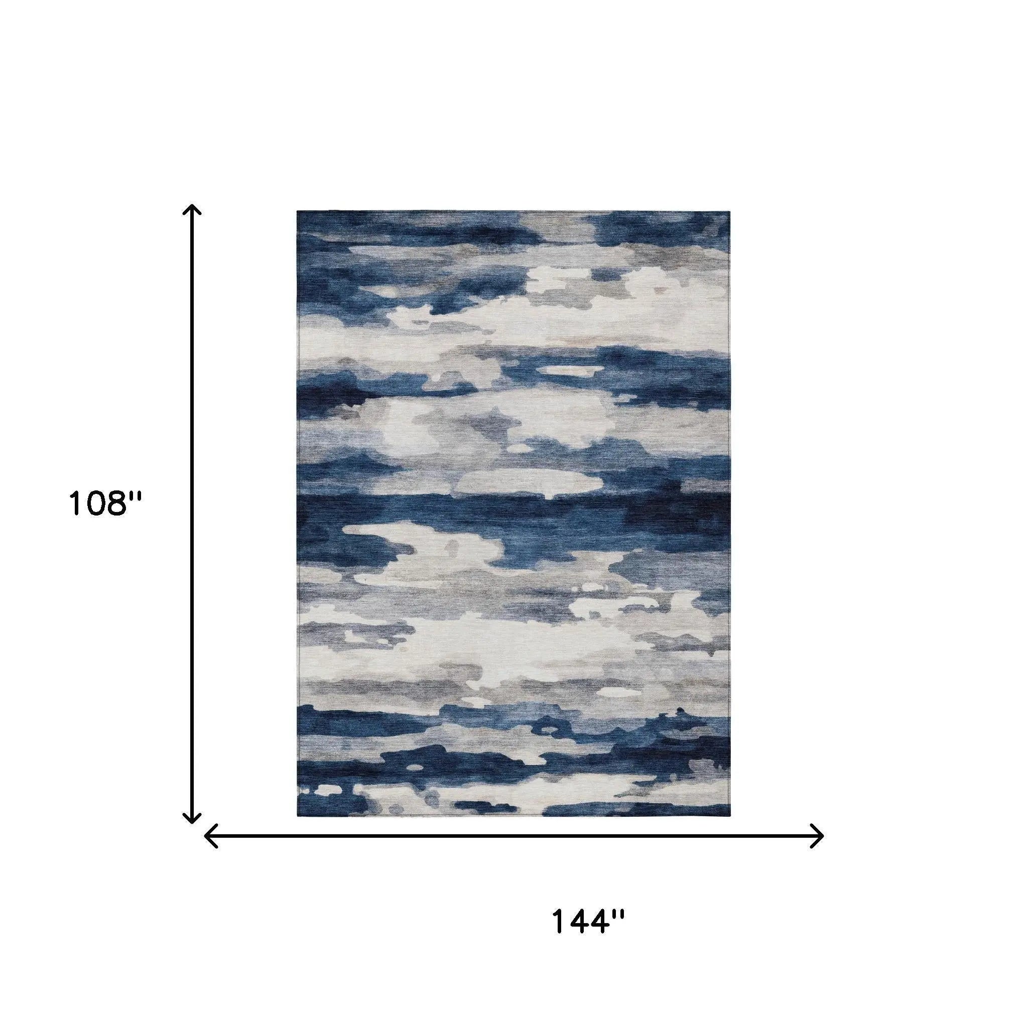 9' X 12' Blue And Silver Abstract Washable Indoor Outdoor Area Rug Homeroots Outdoor