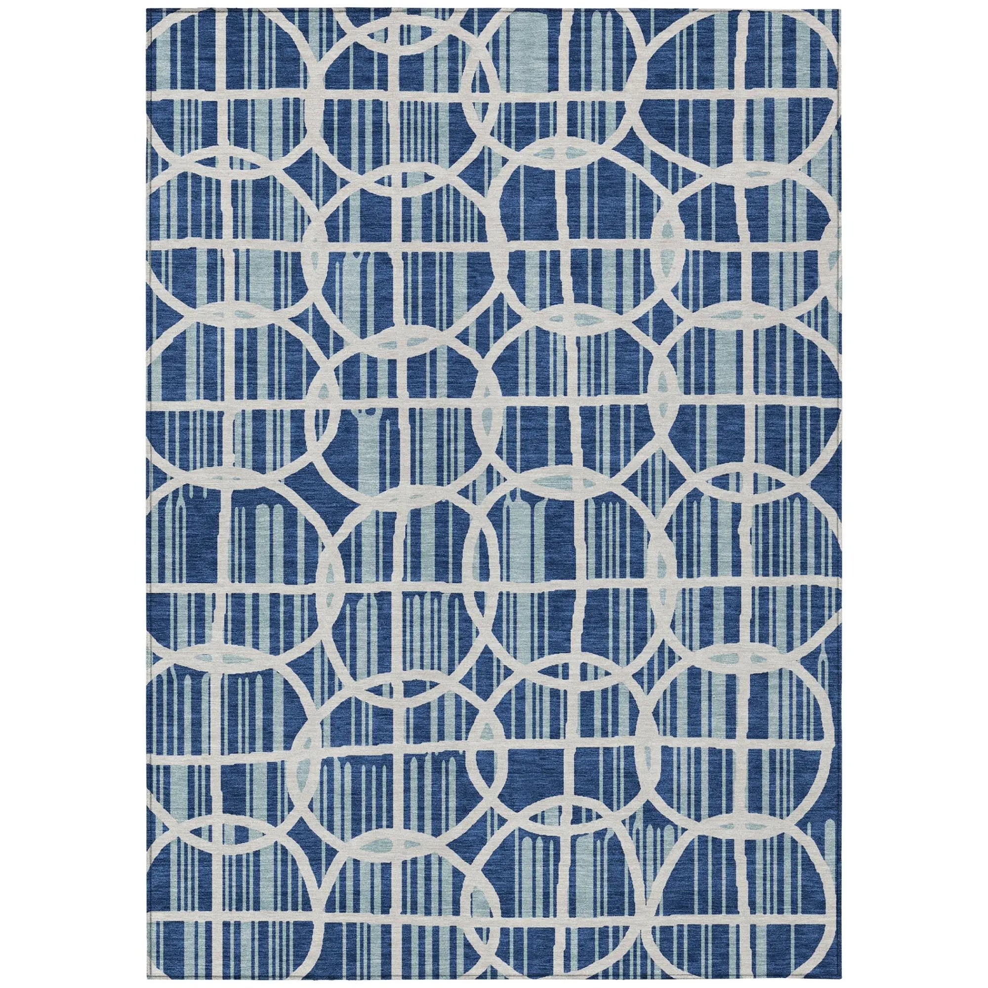 9' X 12' Blue And Silver Geometric Washable Indoor Outdoor Area Rug Homeroots Outdoor