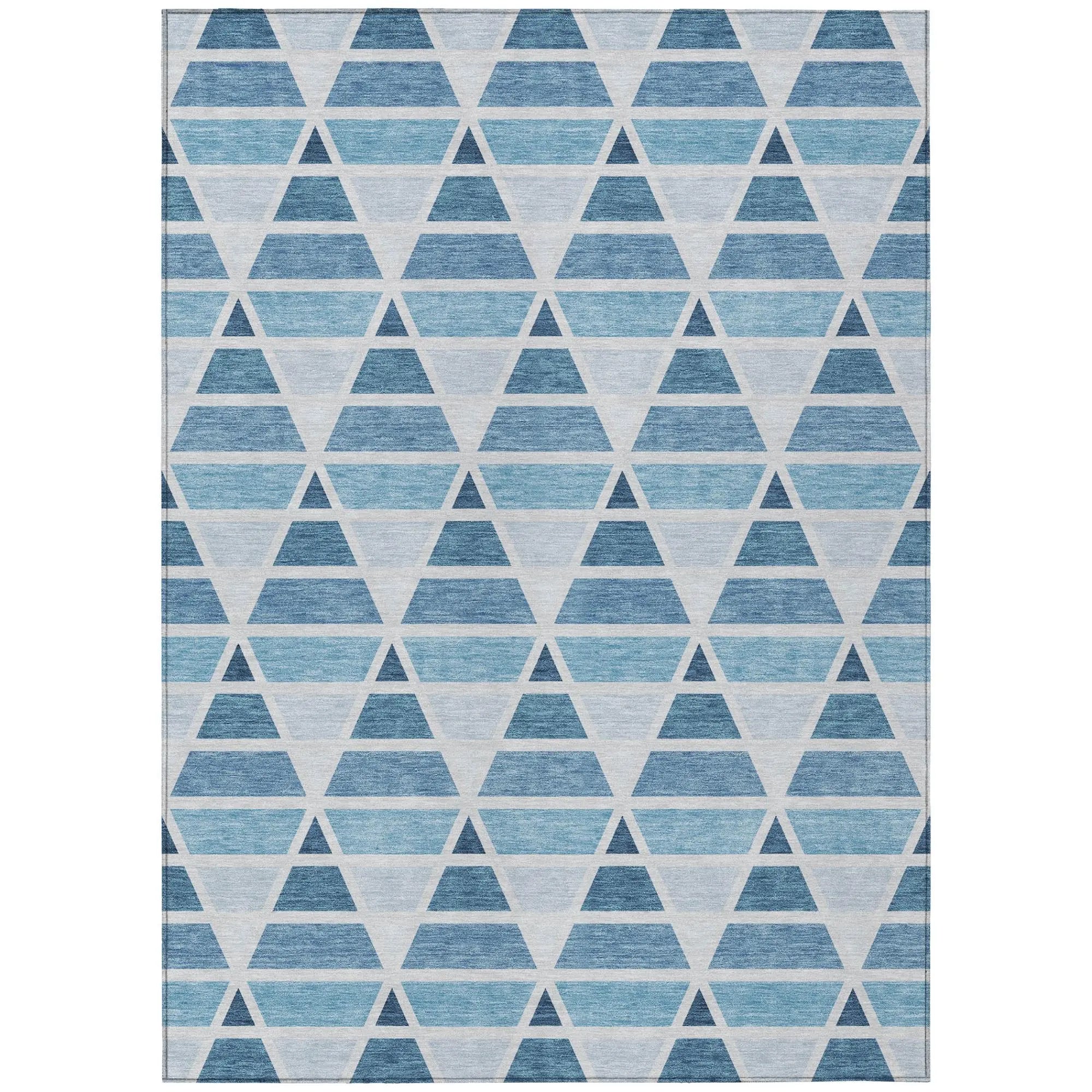 9' X 12' Blue And Silver Geometric Washable Indoor Outdoor Area Rug Homeroots Outdoor