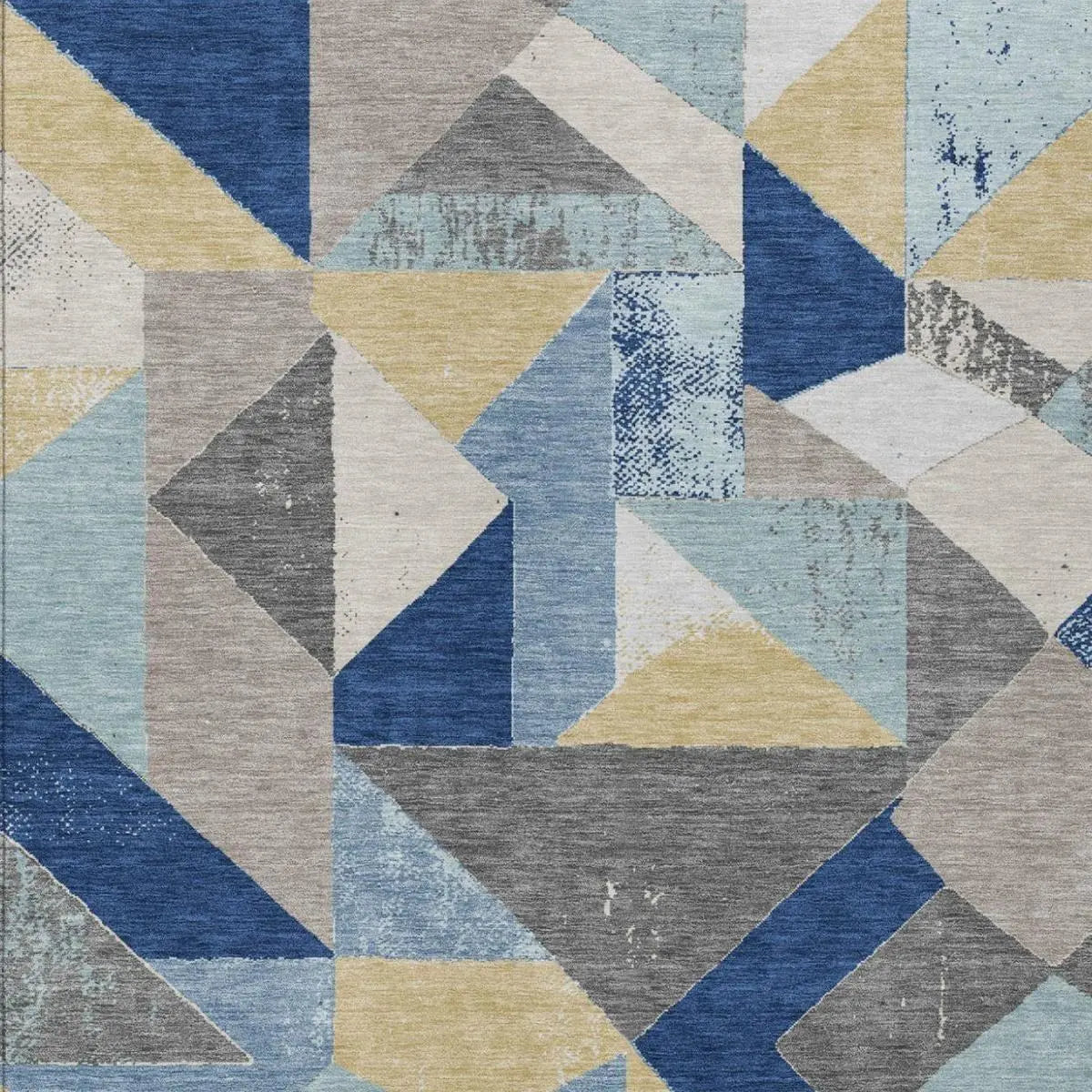 9' X 12' Blue And Silver Geometric Washable Indoor Outdoor Area Rug Homeroots Outdoor
