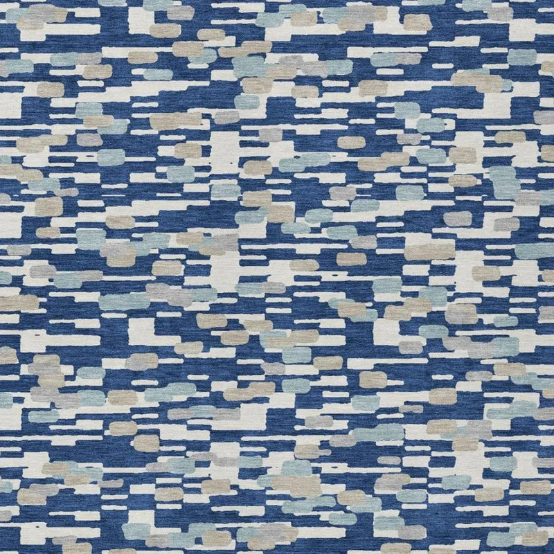 9' X 12' Blue And Silver Geometric Washable Indoor Outdoor Area Rug Homeroots Outdoor