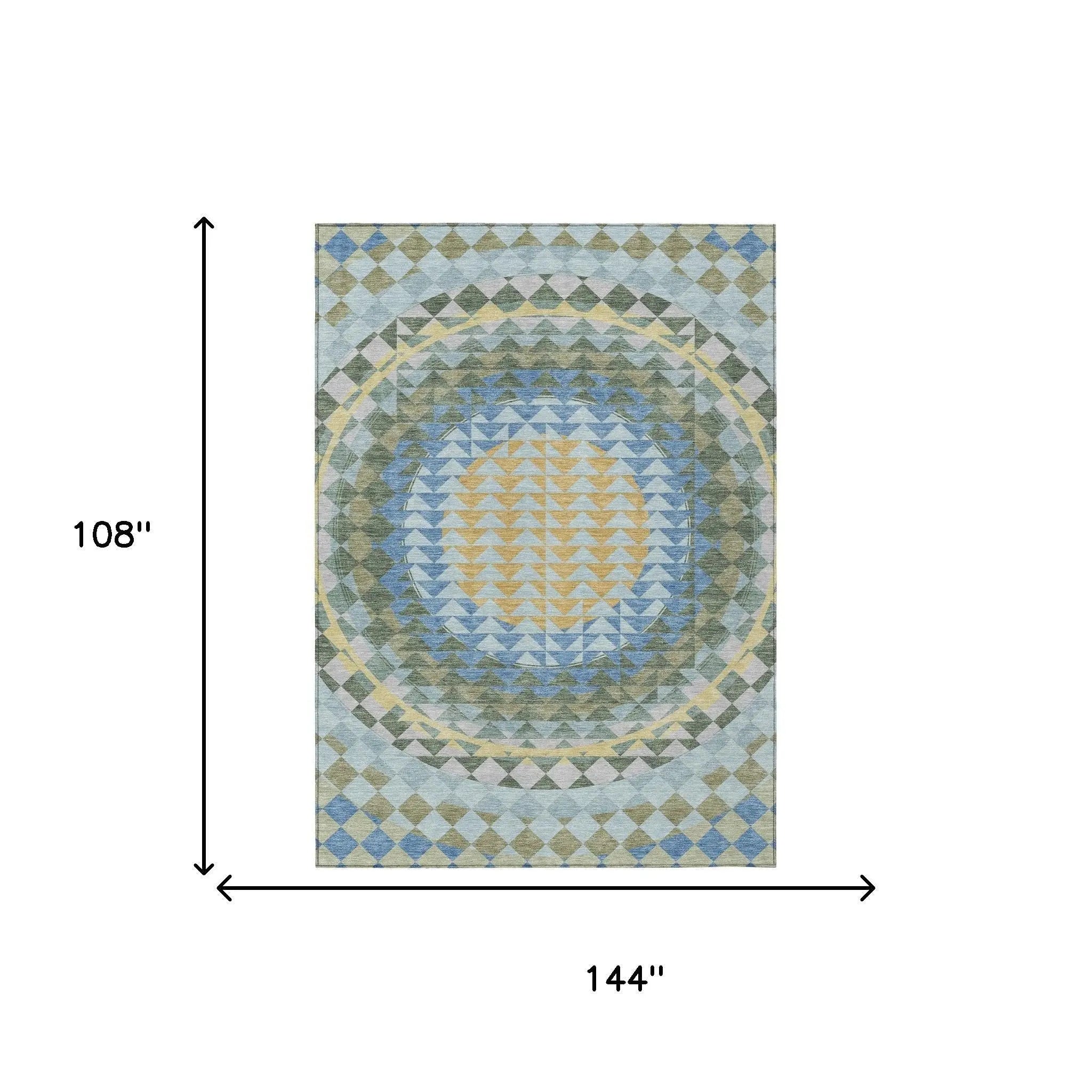 9' X 12' Blue And Silver Geometric Washable Indoor Outdoor Area Rug Homeroots Outdoor