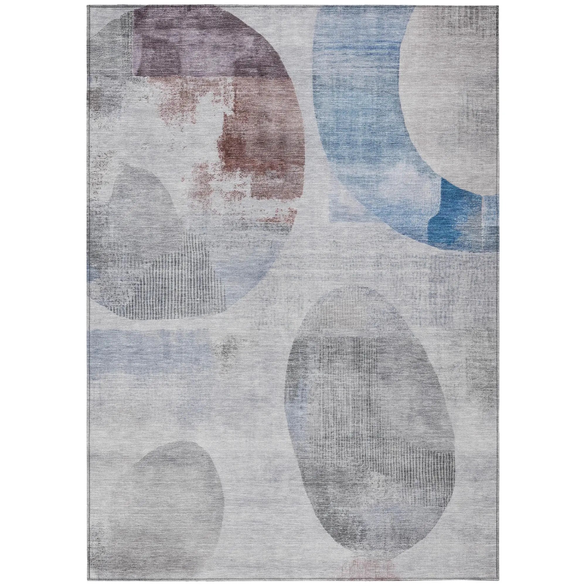9' X 12' Blue And Silver Geometric Washable Indoor Outdoor Area Rug Homeroots Outdoor