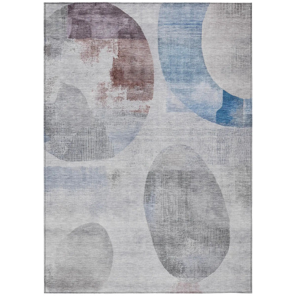 9' X 12' Blue And Silver Geometric Washable Indoor Outdoor Area Rug Homeroots Outdoor