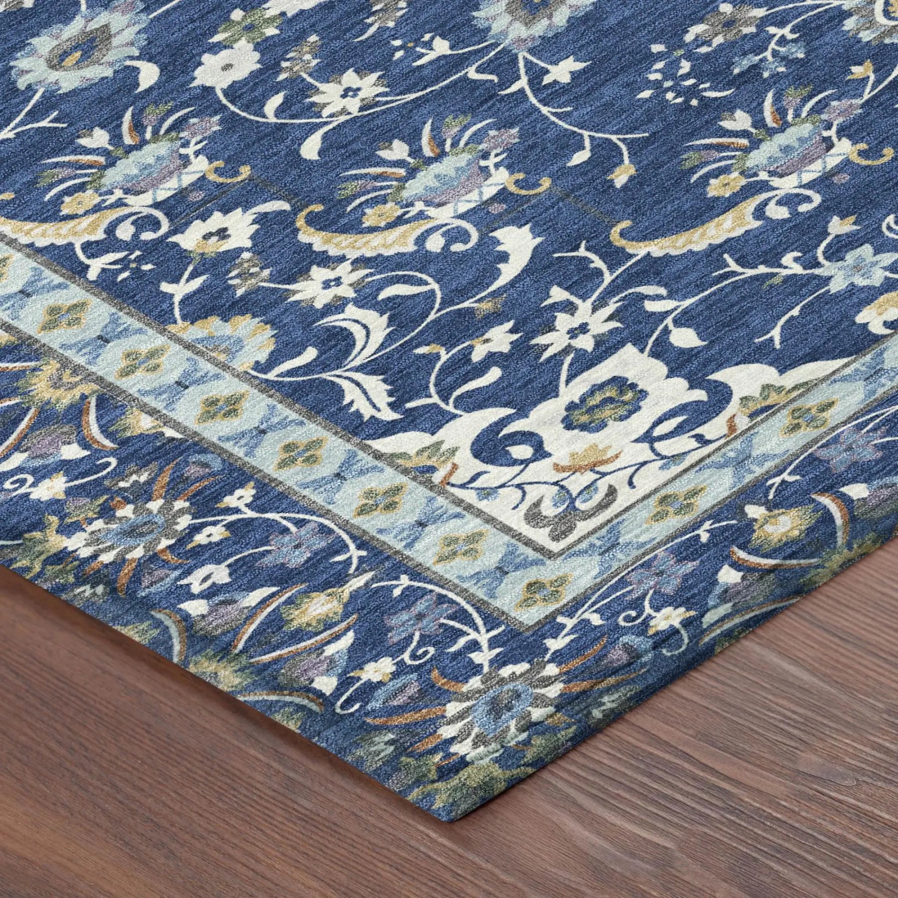 9' X 12' Blue And Silver Oriental Washable Indoor Outdoor Area Rug Homeroots Outdoor
