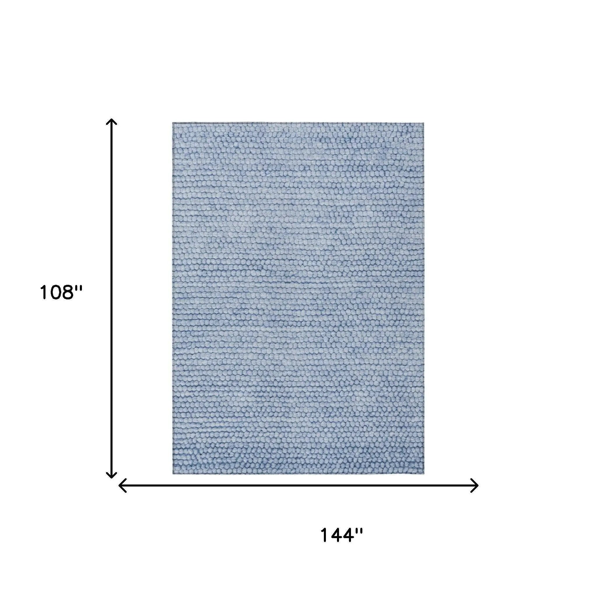 9' X 12' Blue And Sky Blue Striped Washable Indoor Outdoor Area Rug Homeroots Outdoor