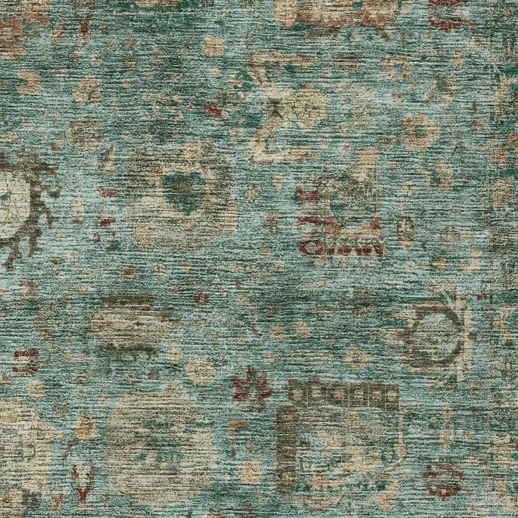 9' X 12' Blue And Teal Blue Abstract Washable Indoor Outdoor Area Rug Homeroots Outdoor