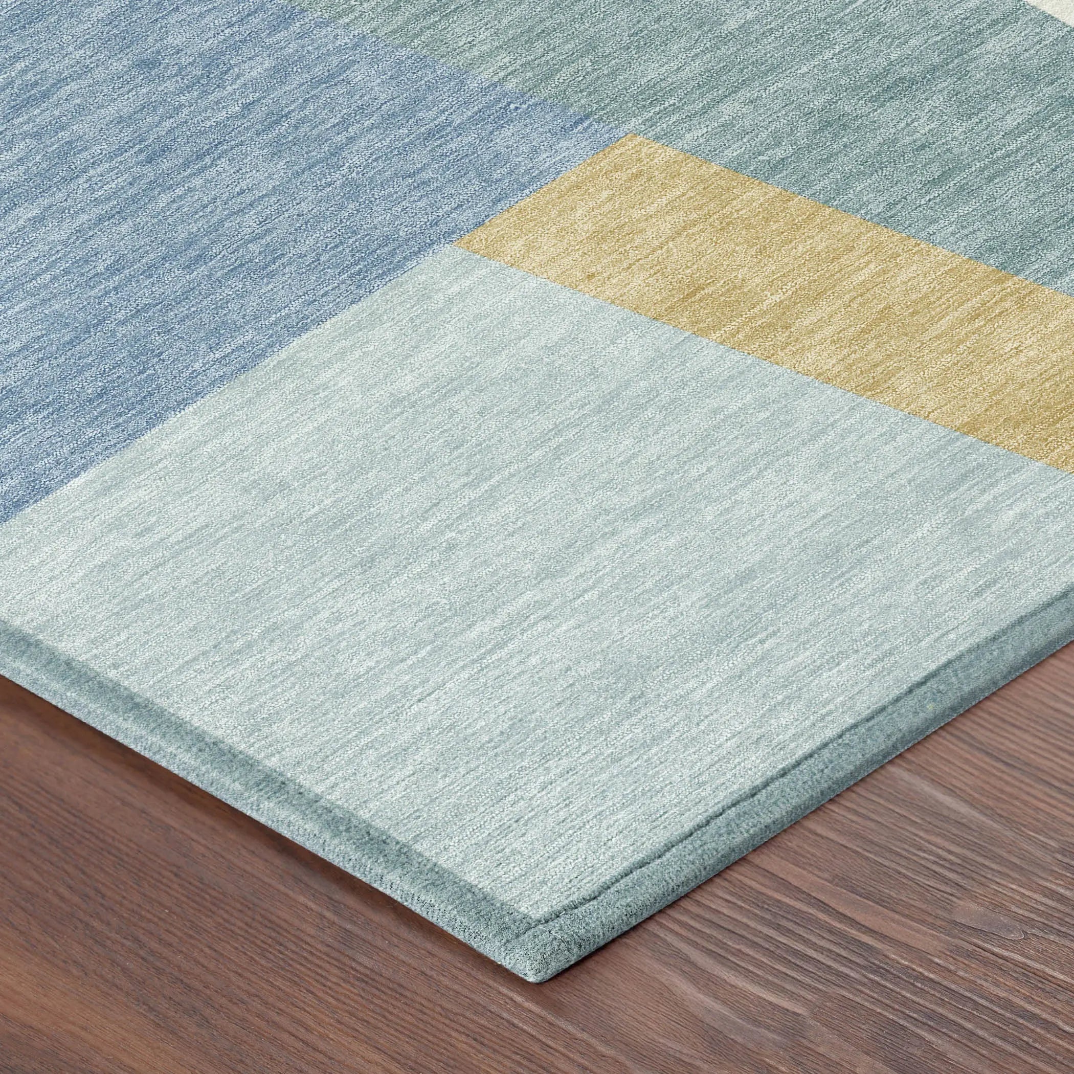 9' X 12' Blue And Teal Blue Geometric Washable Indoor Outdoor Area Rug Homeroots Outdoor