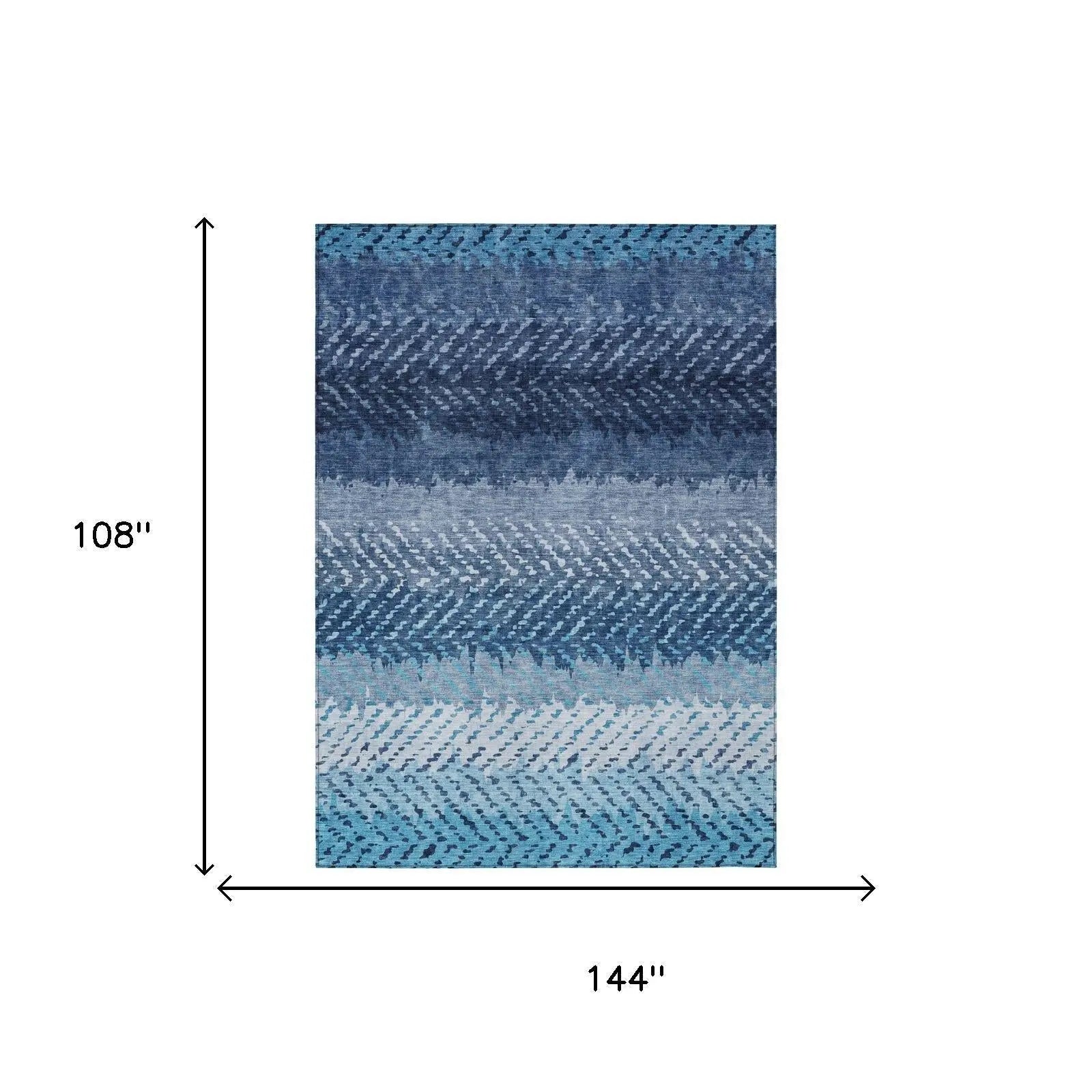 9' X 12' Blue And Teal Blue Striped Washable Indoor Outdoor Area Rug Homeroots Outdoor