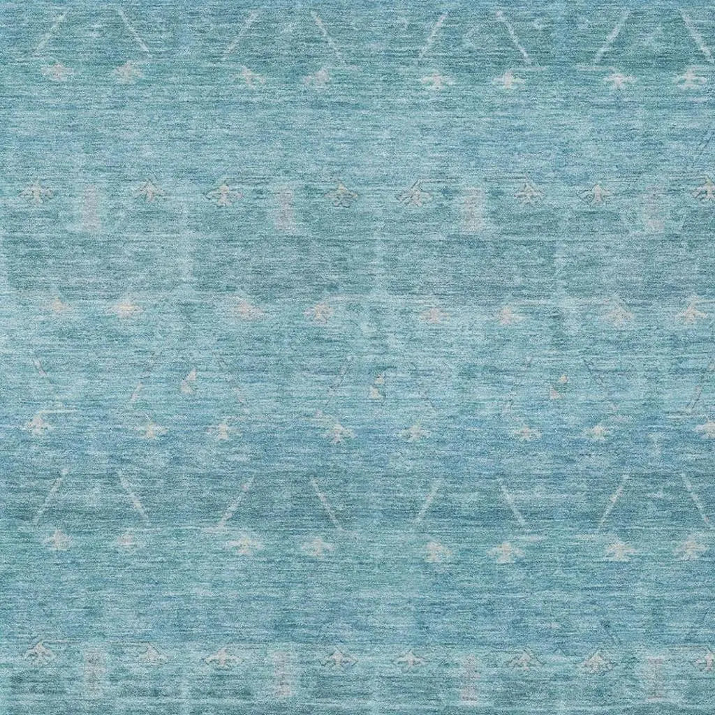 9' X 12' Blue And Teal Blue Tribal Washable Indoor Outdoor Area Rug Homeroots Outdoor
