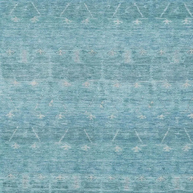 9' X 12' Blue And Teal Blue Tribal Washable Indoor Outdoor Area Rug Homeroots Outdoor