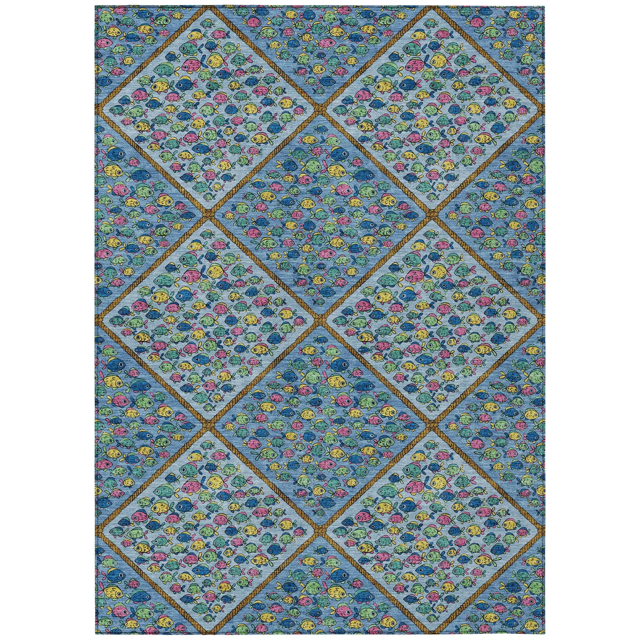 9' X 12' Blue And Yellow Abstract Washable Indoor Outdoor Area Rug Homeroots Outdoor