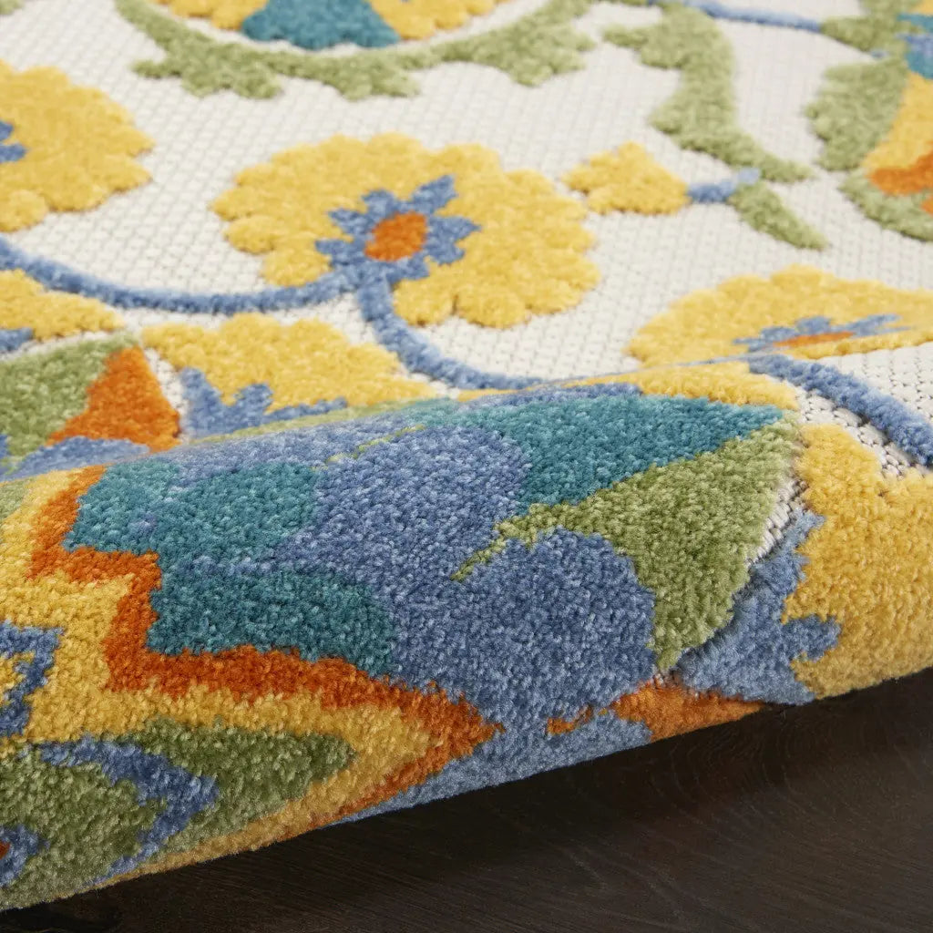9' X 12' Blue And Yellow Indoor Outdoor Area Rug - GreatEagleInc