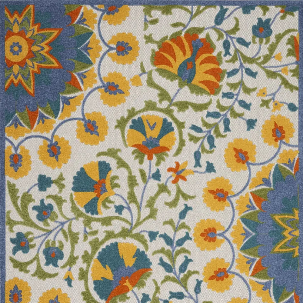 9' X 12' Blue And Yellow Indoor Outdoor Area Rug - GreatEagleInc