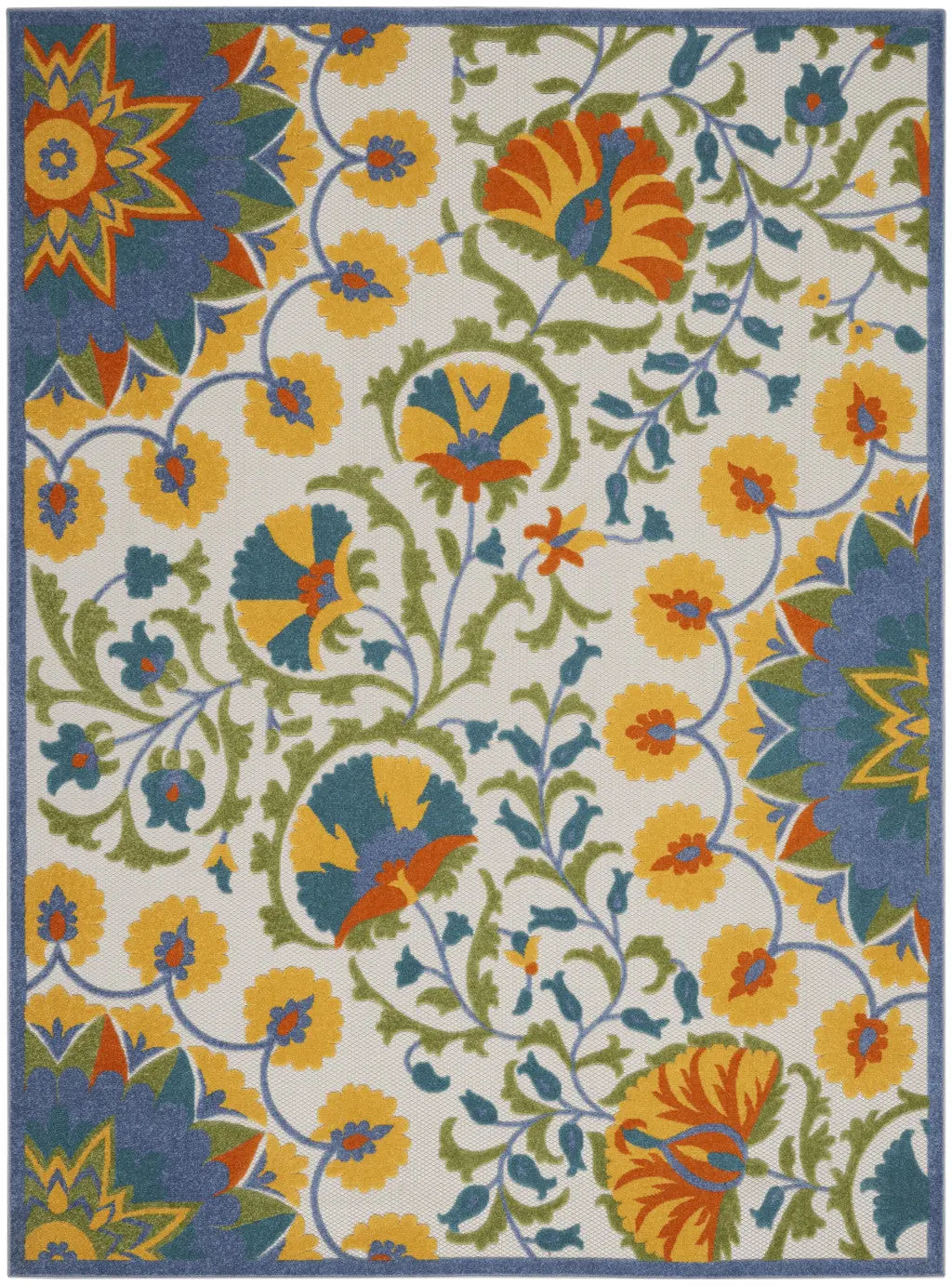 9' X 12' Blue And Yellow Indoor Outdoor Area Rug - GreatEagleInc