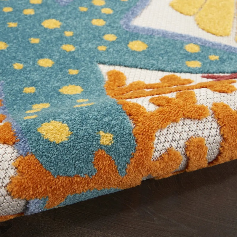 9' X 12' Blue And Yellow Indoor Outdoor Area Rug Homeroots Outdoor