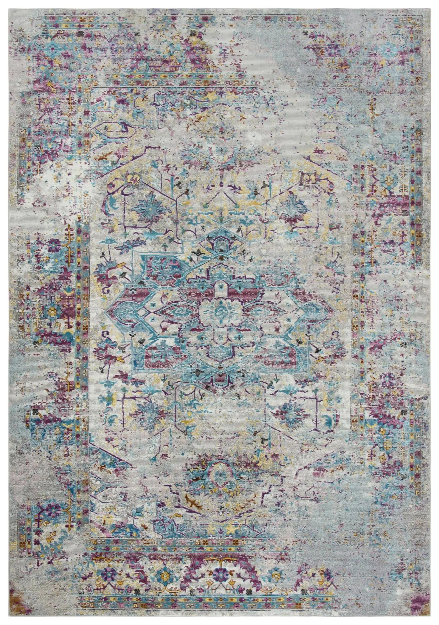9' X 12' Blue Cream And Gold Oriental Area Rug Homeroots Home Decor