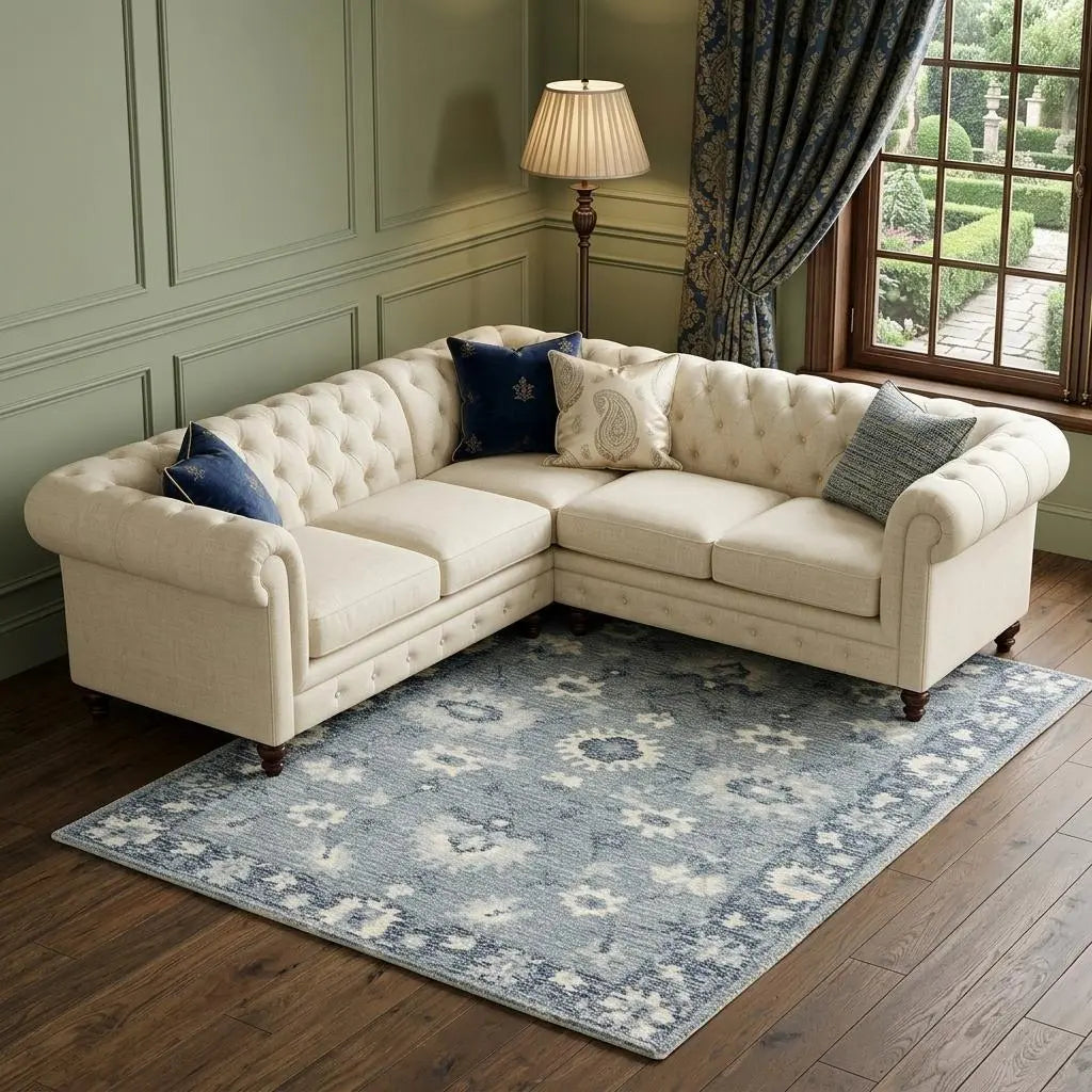 9' X 12' Blue Dark Blue And Ivory Wool Oriental Hand Tufted Area Rug Homeroots Home Decor