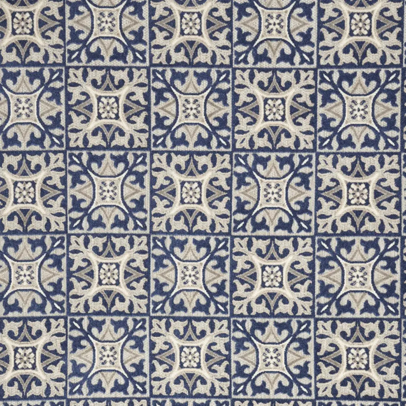 9' X 12' Blue Fleur De Lis Stain Resistant Non Skid Area Rug Homeroots Outdoor