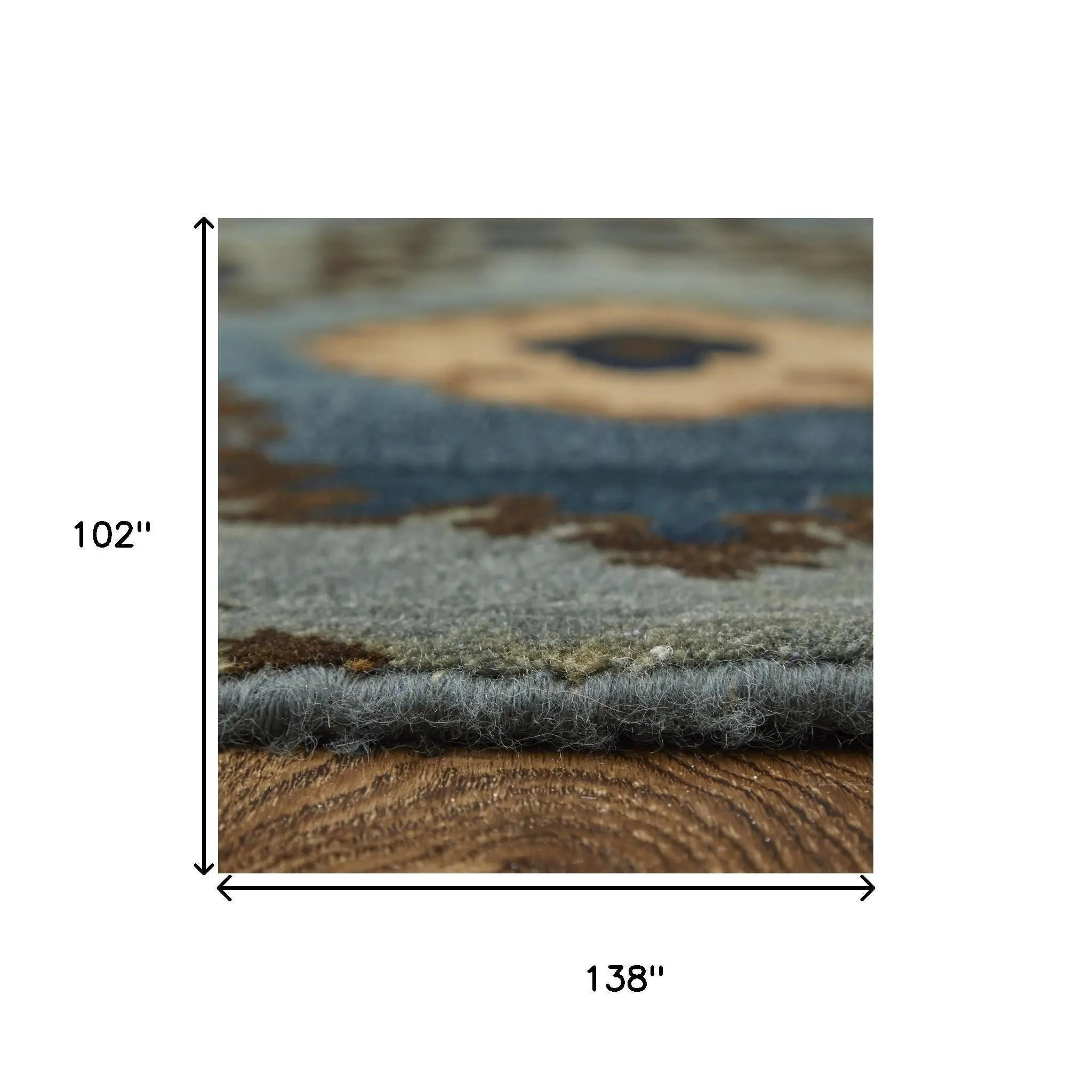 9' X 12' Blue Gray And Tan Wool Ikat Hand Knotted Area Rug Homeroots Home Decor