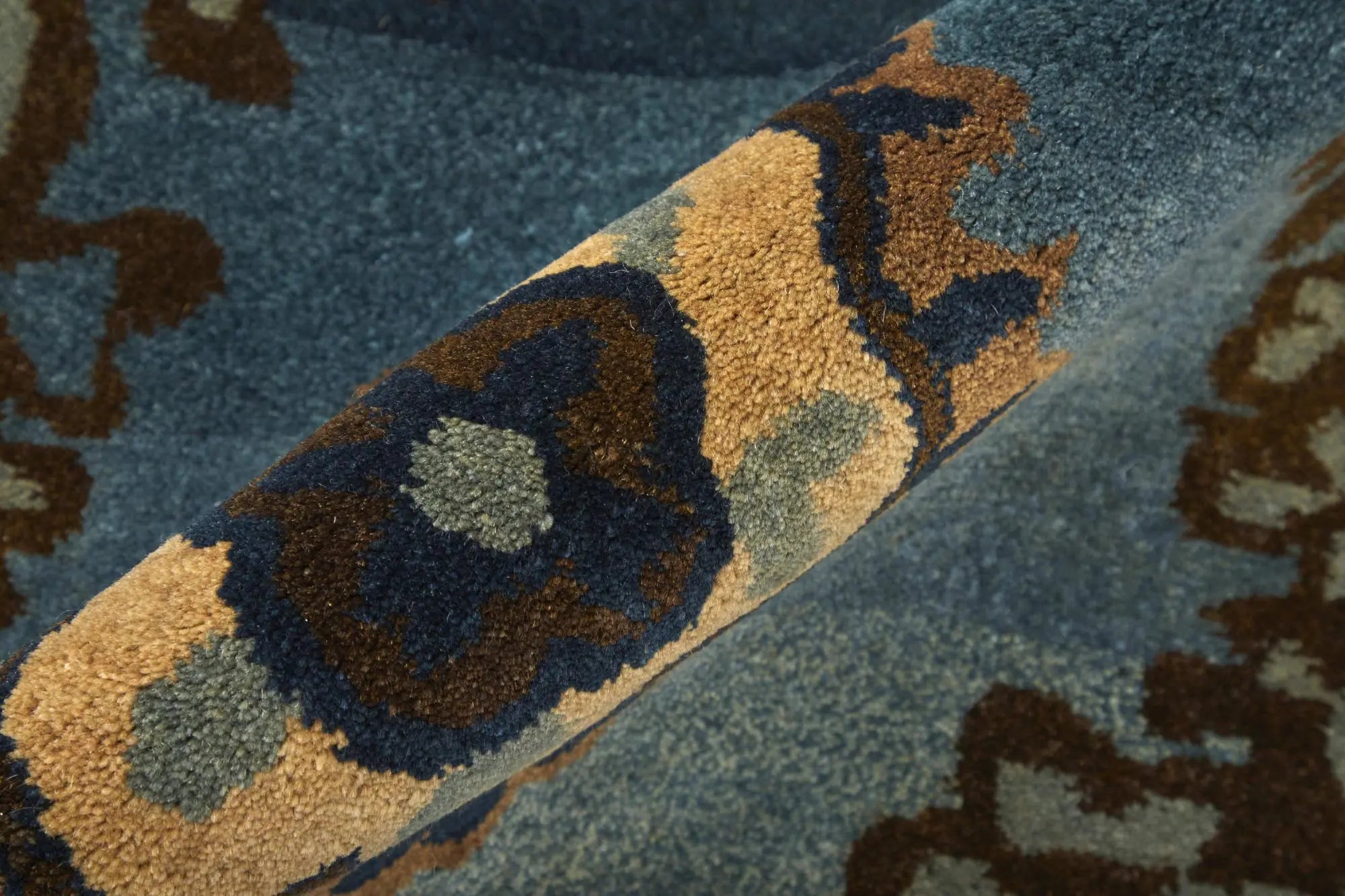 9' X 12' Blue Gray And Tan Wool Ikat Hand Knotted Area Rug Homeroots Home Decor