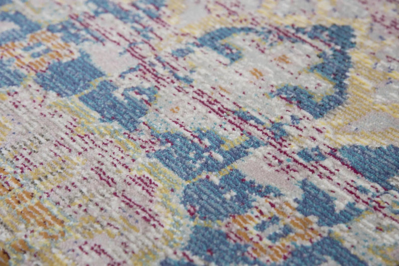 9' X 12' Blue Gray Cream Rust And Gold Medallion Area Rug Homeroots Home Decor
