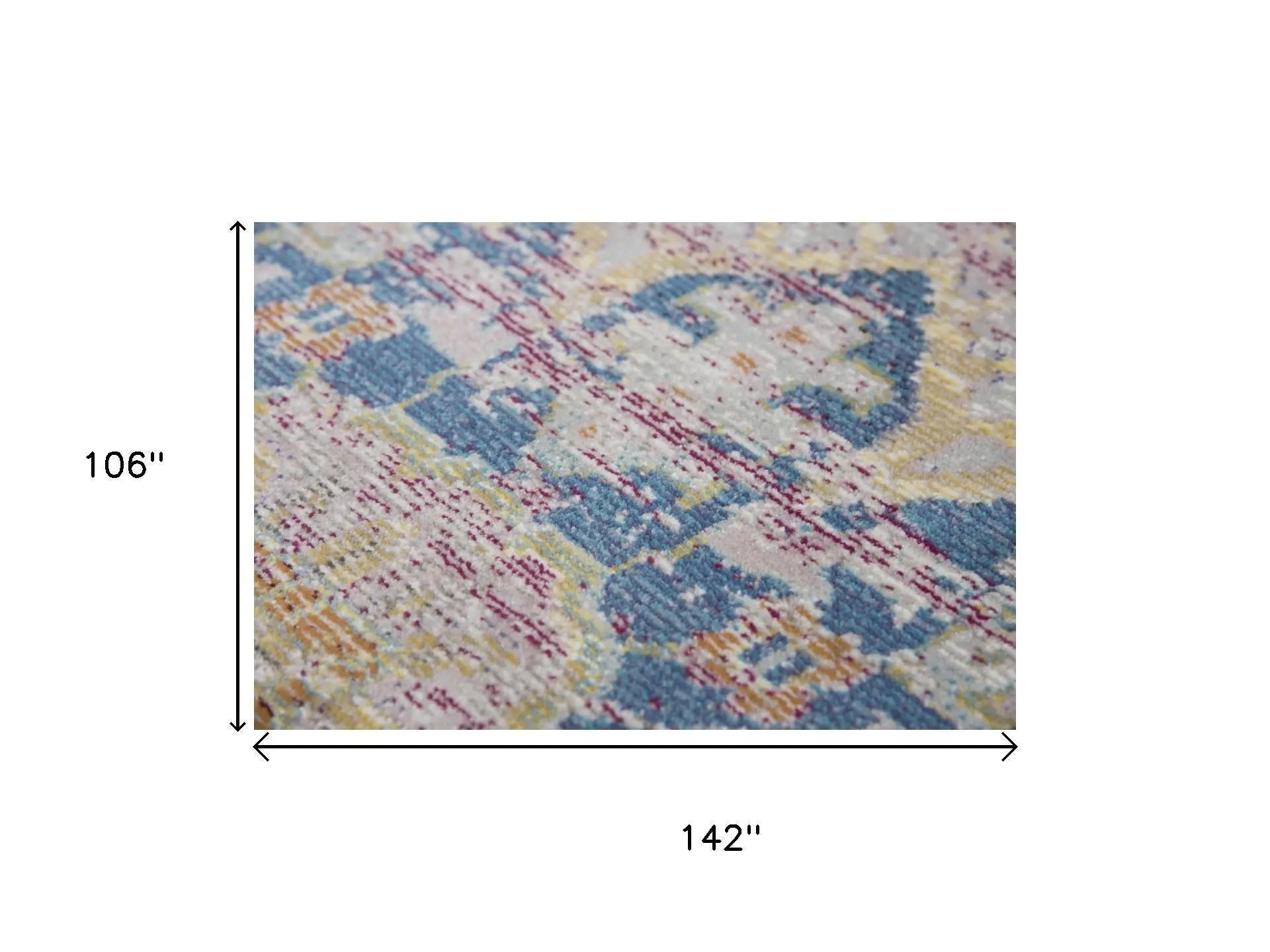9' X 12' Blue Gray Cream Rust And Gold Medallion Area Rug Homeroots Home Decor