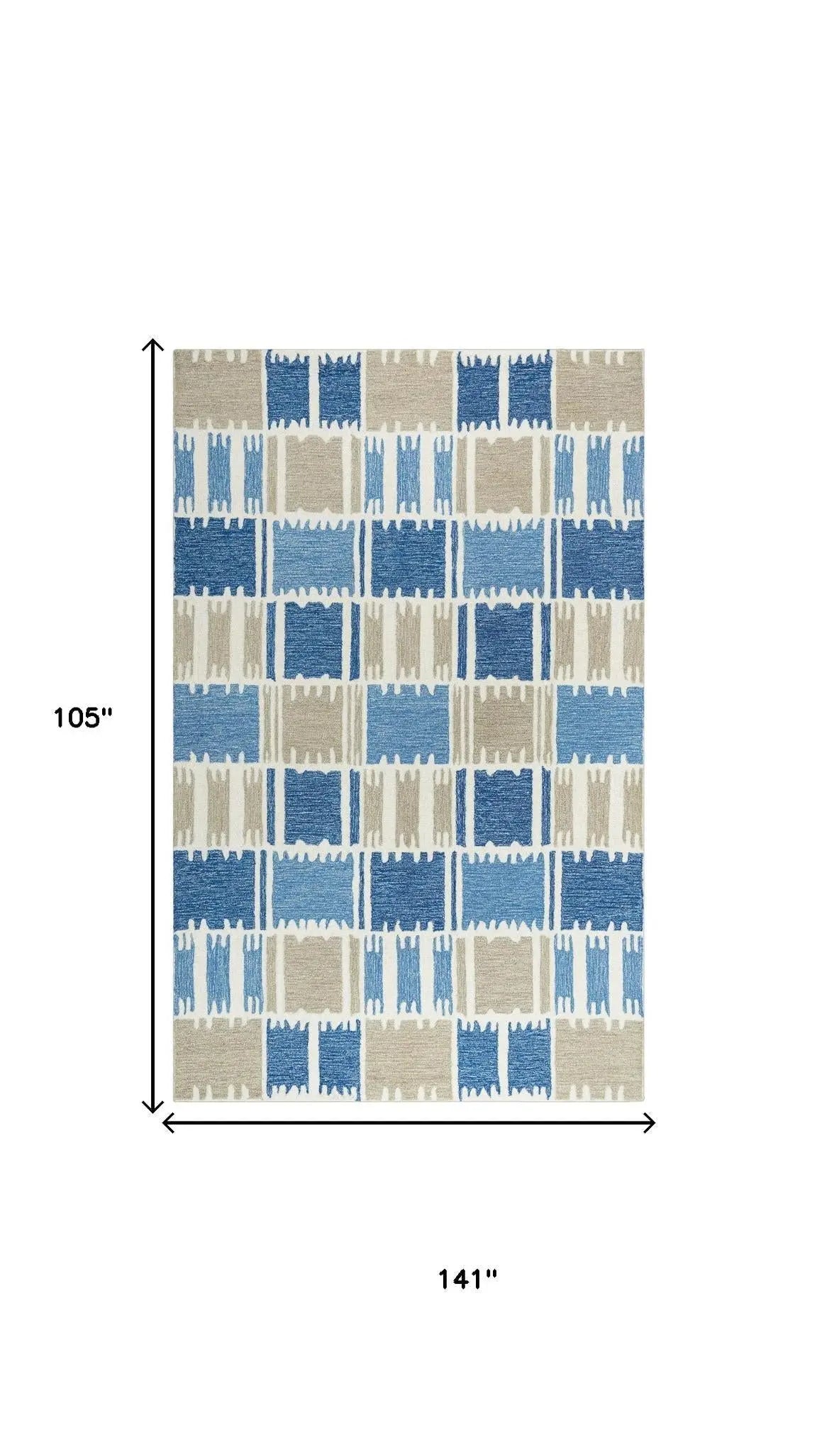 9' X 12' Blue Ivory And Beige Wool Geometric Hand Tufted Area Rug Homeroots Home Decor