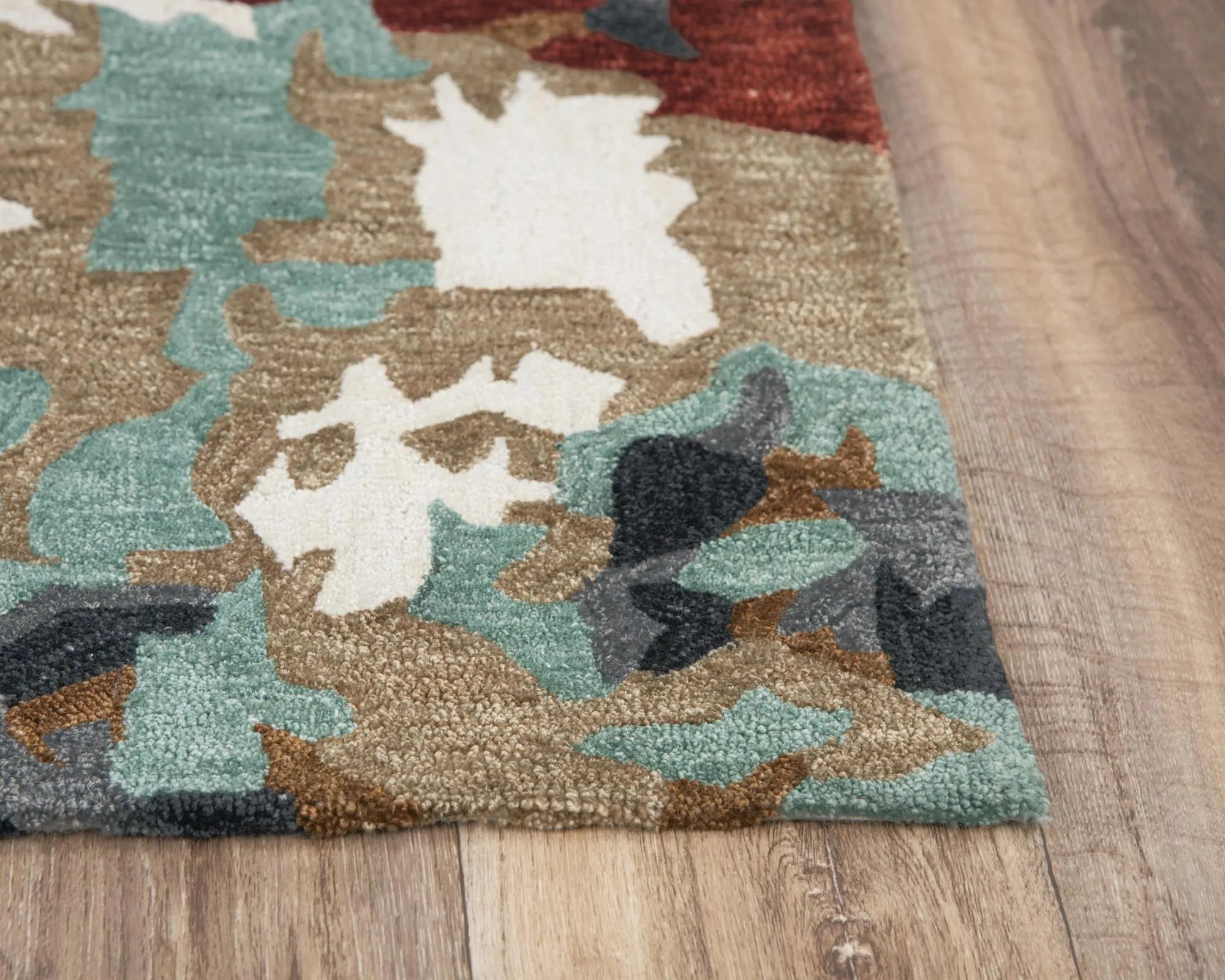 9' X 12' Blue Rust And Ivory Abstract Hand Tufted Area Rug Homeroots Home Decor