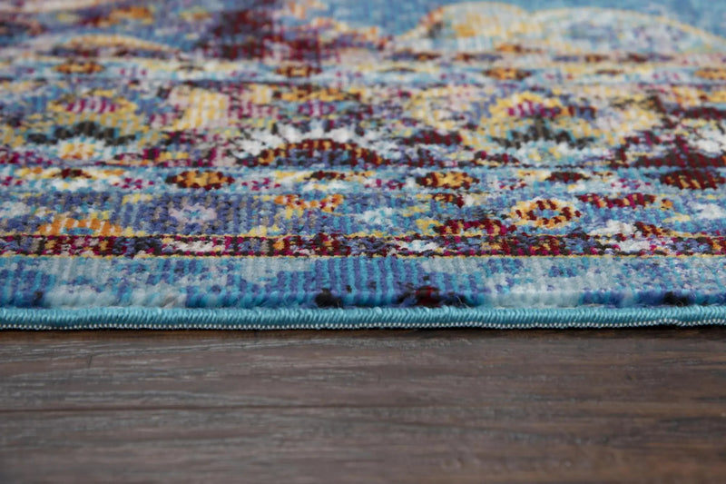 9' X 12' Blue Rust Gold And Cream Oriental Area Rug Homeroots Home Decor