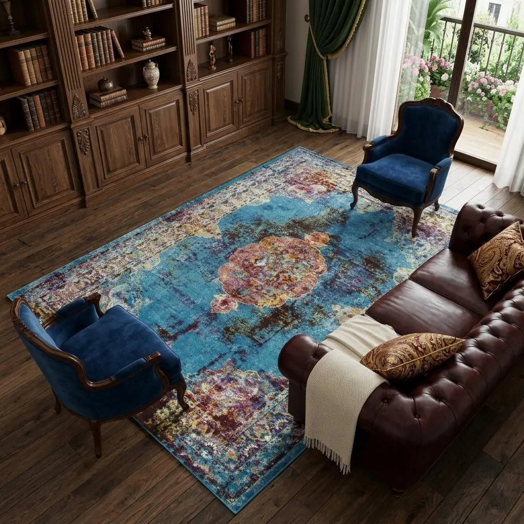 9' X 12' Blue Rust Gold And Cream Oriental Area Rug Homeroots Home Decor