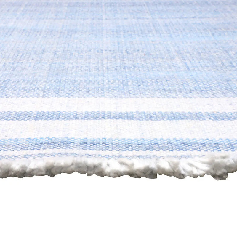 9' X 12' Blue Striped Handmade Indoor Outdoor Area Rug Homeroots Outdoor